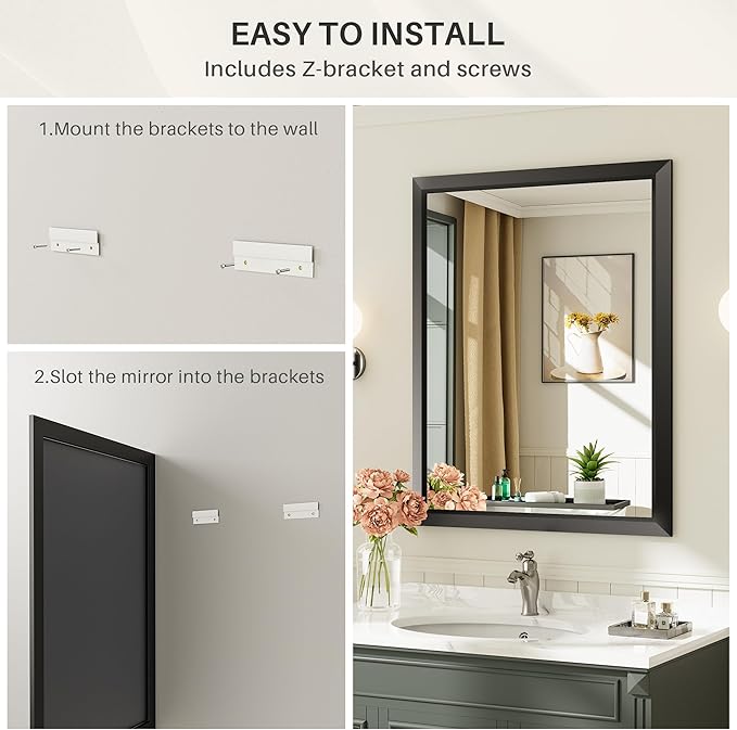 Briivue 36x36 Inch Black Bathroom Mirror - Image 7