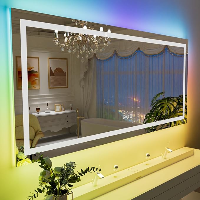 LOAAO 55”X36“ RGB LED Bathroom Mirror by LOAAO