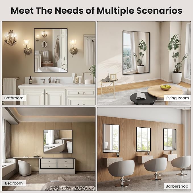 LOAAO Black Bathroom Mirror 72"X40" - Image 7