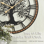 Micasso Rustic Oversize Wall Clock: 35Inch Farmhouse Tree of Life Metal - Image 8