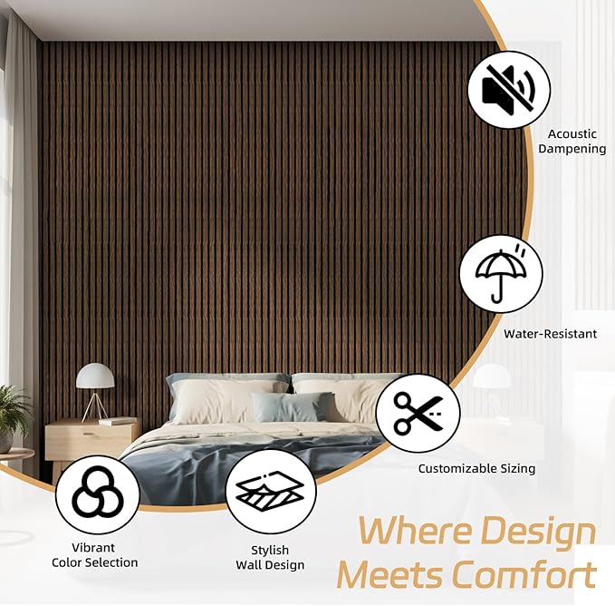 2 Pack Wood Panels for Wall, 106.3" × 11" Wood Slat Acoustic Panels for Wall - Image 9