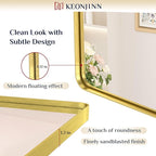 Keonjinn Gold Bathroom Mirrors for Over Sink, 40” x 30” Brushed Brass Mirror - Image 3