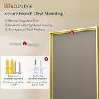Keonjinn 48" x 24" Gold Bathroom Vanity Mirror, Brushed Gold Wall Mirrors Full - Image 8