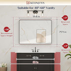 Keonjinn Gold Bathroom Mirrors for Over Sink, 40” x 30” Brushed Brass Mirror - Image 7