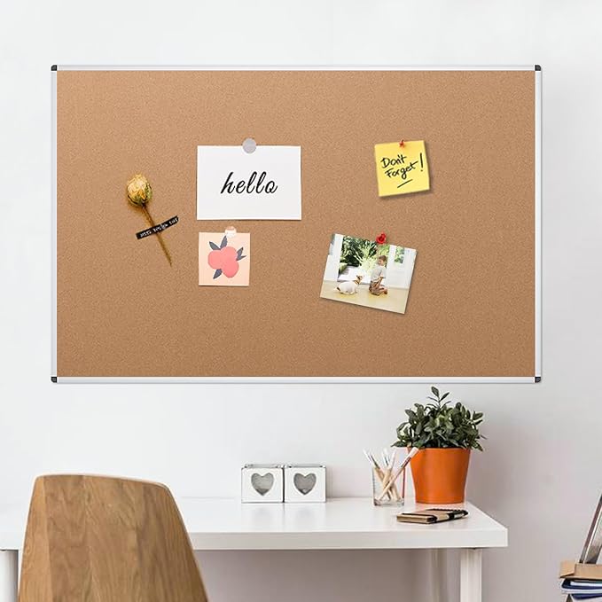 VIZ-PRO Large Cork Bulletin Board, 72 X 40 Inches, Wall-Mounted Corkboard - Image 6