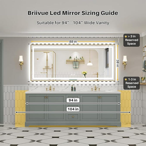 88x38 Inch LED Bathroom Mirror - Image 2