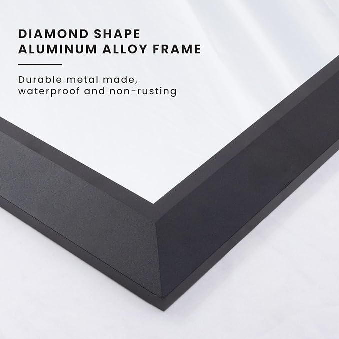 Amorho Bathroom Mirror Black, 50x36 Inch Thick Metal Framed Wall Mirrors - Image 6