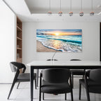 Baisuart S02298 Canvas Prints Wall Art Beach Sunset Ocean Waves Nature Pictures - Image 3