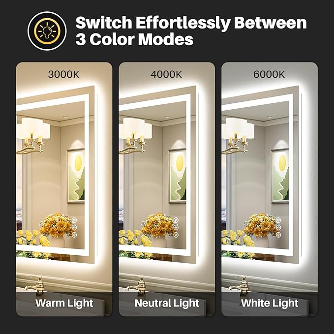 Briivue 28x36 Inch LED Bathroom Mirror - Image 4