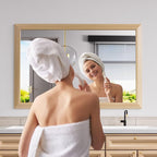 Amorho Bathroom Mirror for Wall, 48X32 Inch Oak Wood Grain Metal Framed Mirror - Image 5