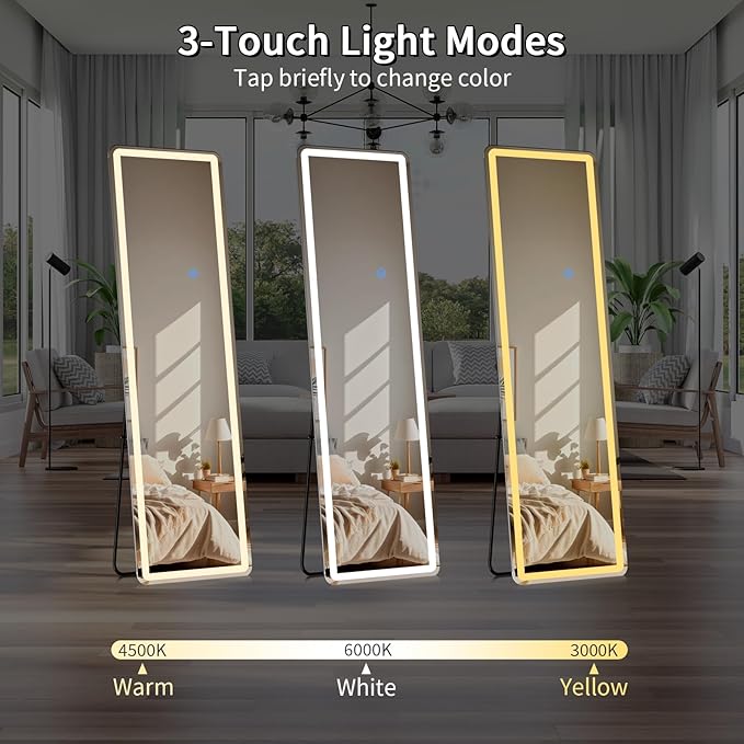 Koonmi LED Full Length Mirror, Lighted Floor Mirrors - Image 6