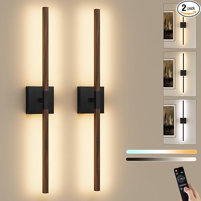 Rayogale 36 Inch Rechargeable Battery Operated Wall Sconce Set Two, 8000mAh by Rayogale
