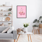 Funky Pink Cherry Poster Retro Disco Ball Canvas Wall Art 24X36 inch Black - Image 4