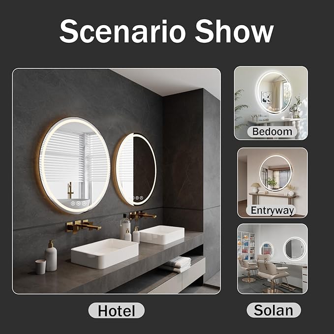 LED Bathroom Mirror 32 Inch Round Bathroom Mirror - Image 8
