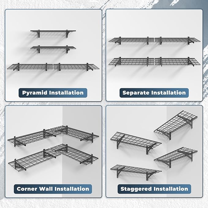 Jusgym 4 Pack Heavy Duty Garage Wall Shelving Set, Wall Mounted Garage Shelves - Image 6