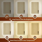 24x32 Inch Gold Framed LED Bathroom Mirror - Image 3