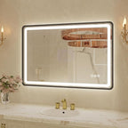 24x36 Inch Black Frame LED Bathroom Mirror by Unknown