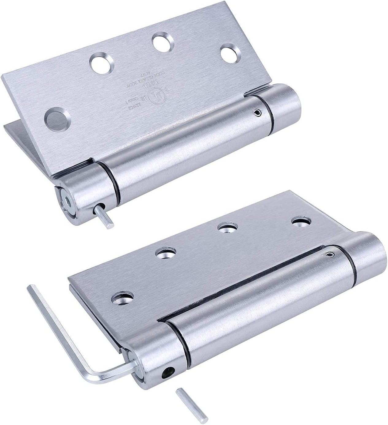2 Pack - 4.5"x4.5" Stainless Steel Self Closing Reversible Door Hinge - Heavy Duty Commercial Spring Door Hinge - UL Listed with Complete Installation Hardware