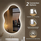LOVESPEJO Irregular Backlit Mirror Bathroom 40x24 Inch, Asymmetrical Cloud LED - Image 8