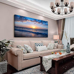 Wapluam Large Canvas Wall Art Sunset Beach Painting Picture Print on Canvas - Image 2