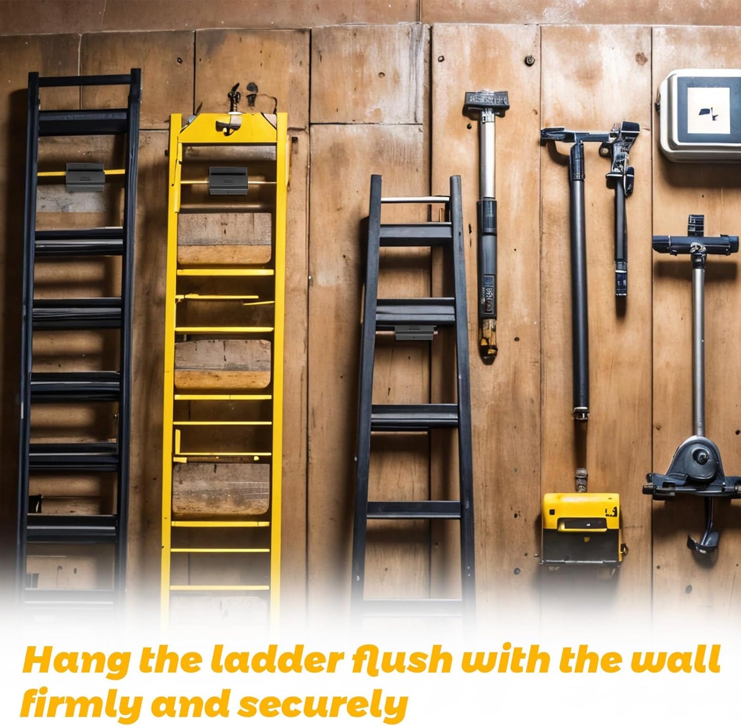 Heavy-Duty Ladder Hanger-Wall Mount Ladder Hooks for Ladder Storage-Wheelbarrow Hangers for Garage Wall-4 Pack(4 P)