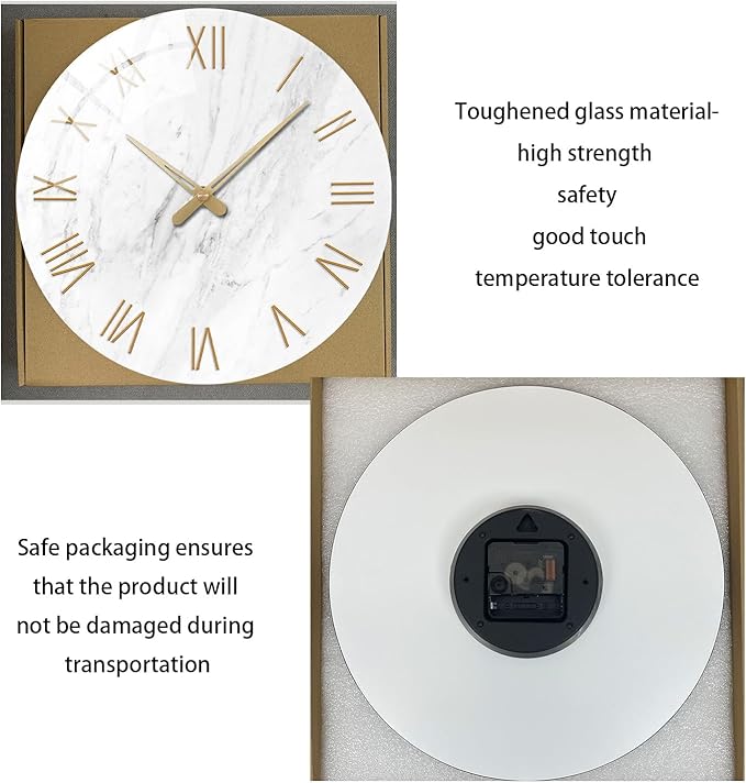 24 Inch White Minimalist Glass Wall Clocks Battery Operated Extra Large Wall - Image 7