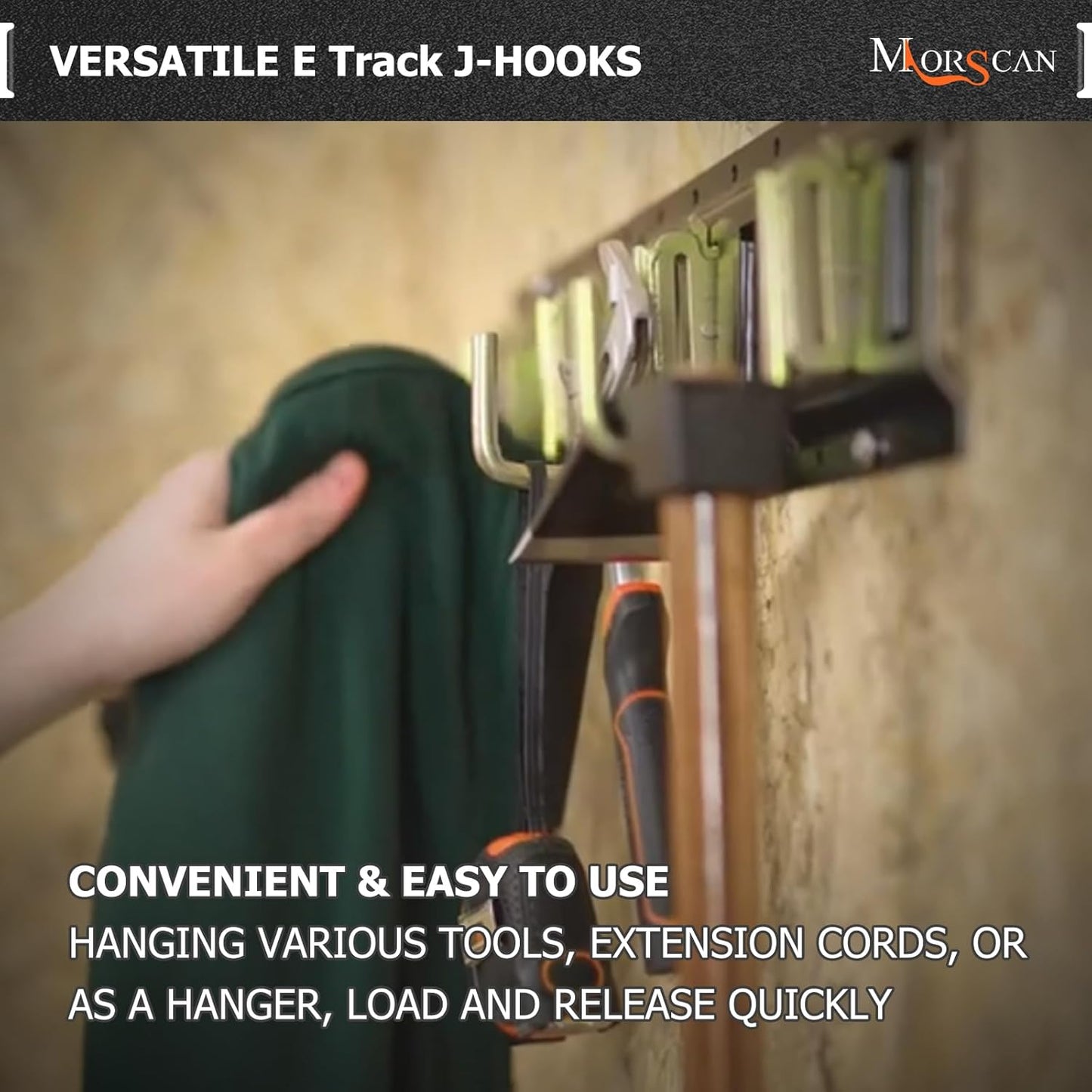 10 Pack 2" E Track J Hooks Heavy Duty Galvanized Steel E-Track Tie Down Accessories for Box Truck, Enclosed Trailer, Garage, Vans, Warehouse, Workshop