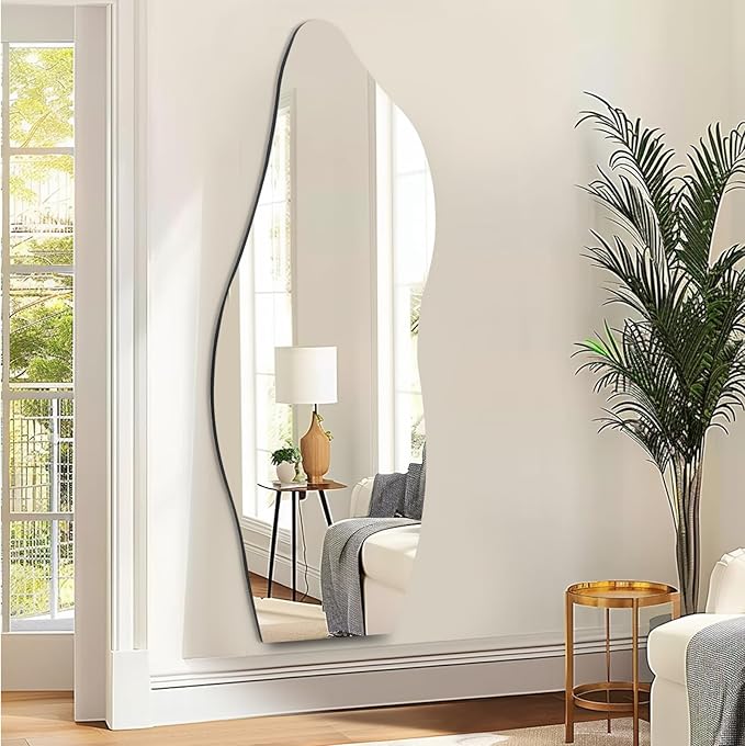 QDSSDECO Full Length Mirror 63"x24" Irregular Wall Mirror Wave Frameless - Image 2