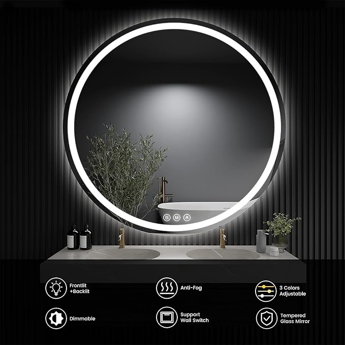LED Bathroom Mirror 40 Inch Round Bathroom Mirror - Image 6