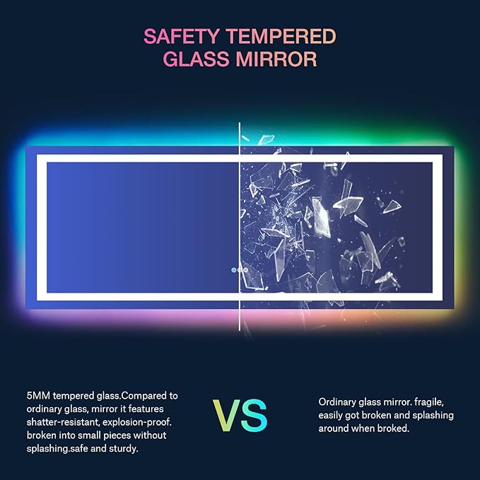 LOAAO 84"X40" LED Bathroom Mirror - Image 8