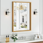Syndra Natural Wood Frame Bathroom Mirror, 30x40'' Modern Vanity Mirror by Syndra