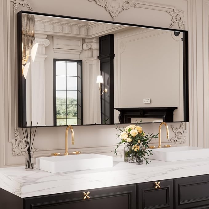LOAAO Black Bathroom Mirror 84"X32" by LOAAO