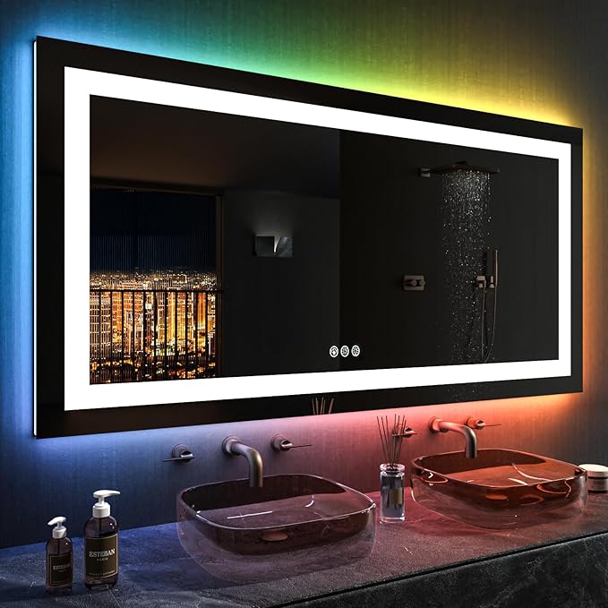 LOAAO 55X30 Inch RGB LED Bathroom Mirror - Image 2