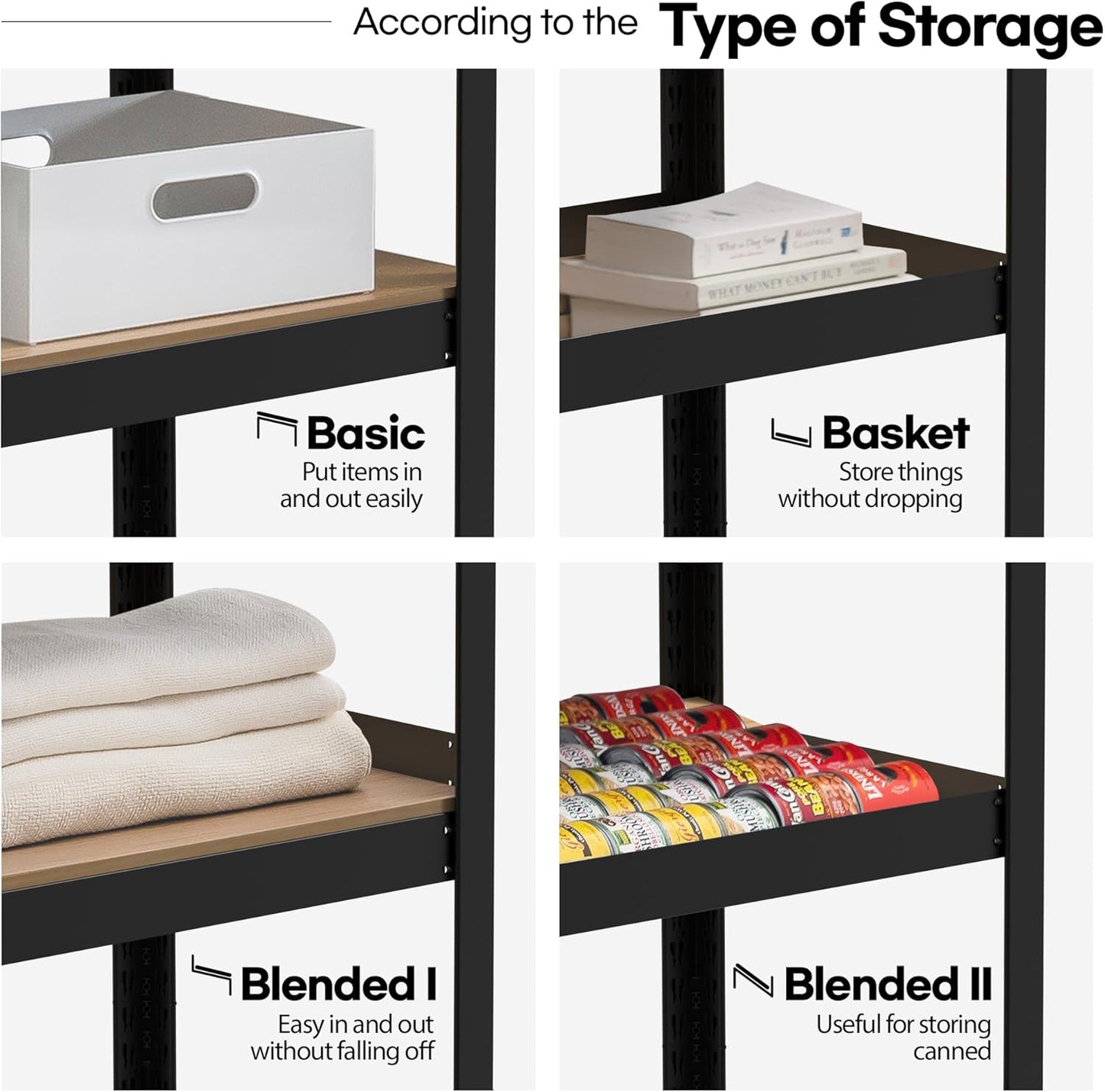 HOMEDANT House Black 5-Tier Laminated Metal Shelving Unit Adjustable Storage Utility Rack Heavy Duty Shelves Organization Shelf Kitchen Garage Pantry Closet 2Pack