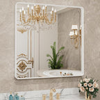 LOAAO 36x36 Inch White Metal Framed Bathroom Mirror - Image 8