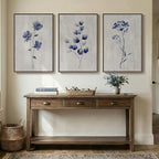Framed Boho Floral Wall Art for Living Room, 3 Piece Blue Minimalist Botanical - Image 8