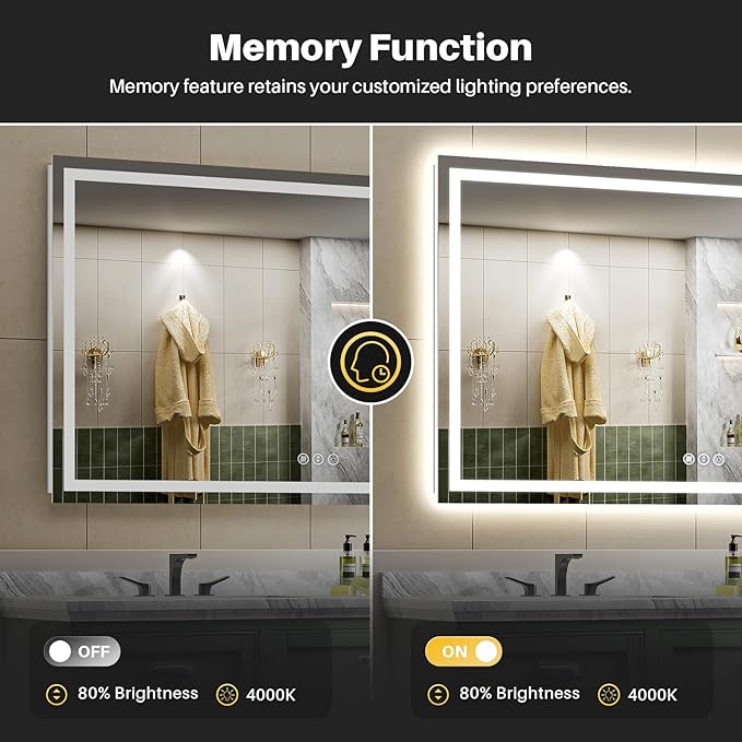 Briivue 68x38 Inch LED Bathroom Mirror - Image 5