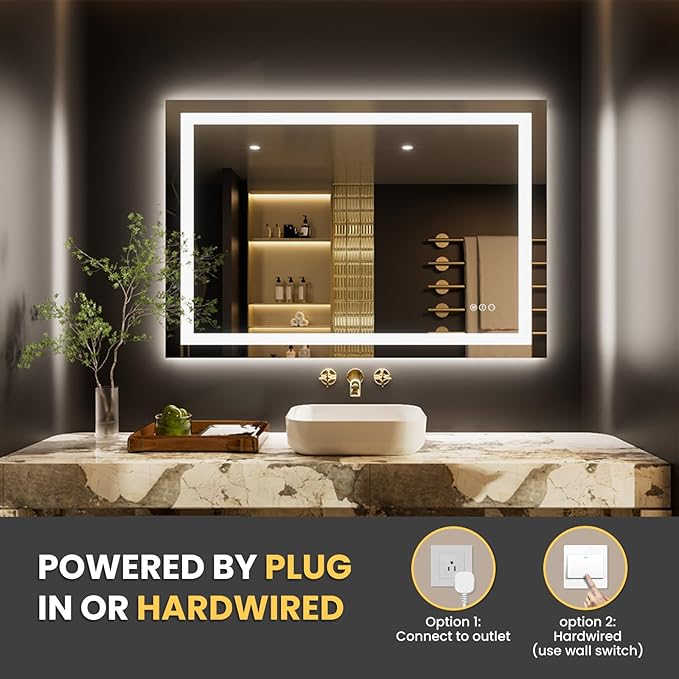 LOAAO 50"x36" LED Bathroom Mirror - Image 6