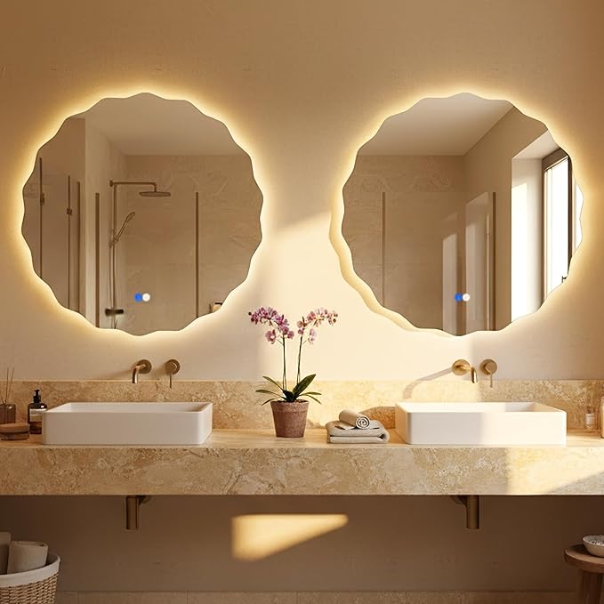 Dorlicecass Round Led Bathroom Mirror- 24" Wavy Vanity Mirror - Image 7