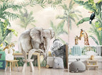 Tropical Animal Plants wallpeper Nursery Kids Bedroom Elephant wall Mural - Image 2