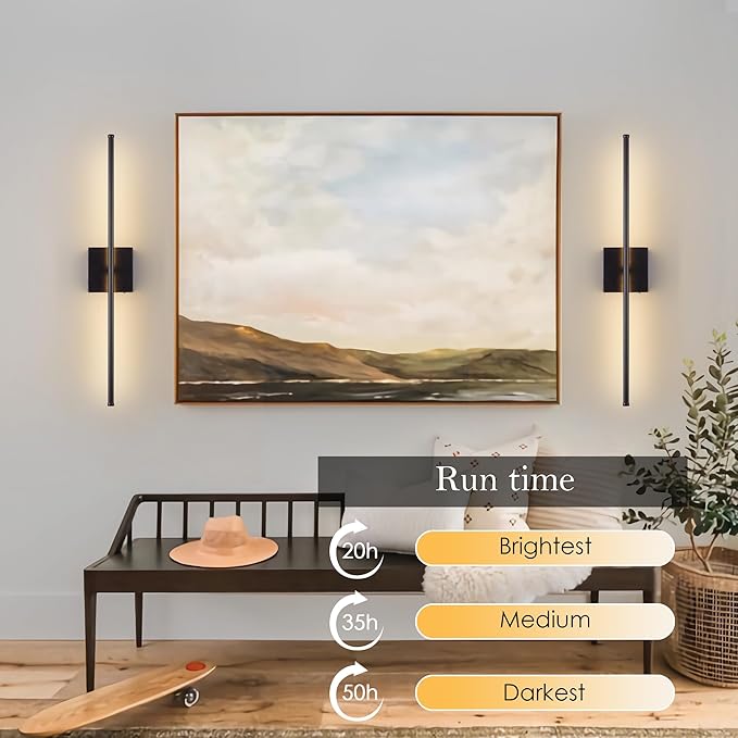 KARTOOSH 28.3 Inch 9 RGB Color Battery Operated Wireless Wall Sconces Set of Two - Image 4