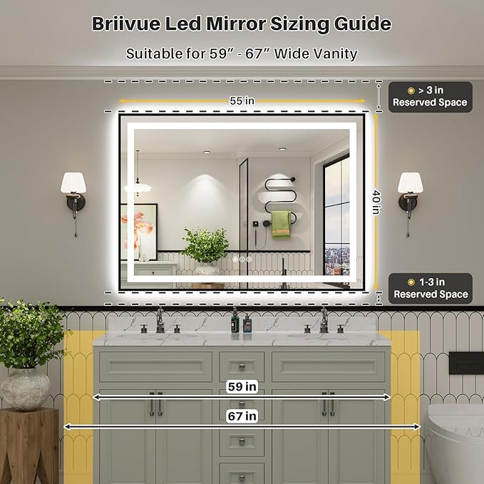 55x40 Inch LED Bathroom Mirror - Image 2