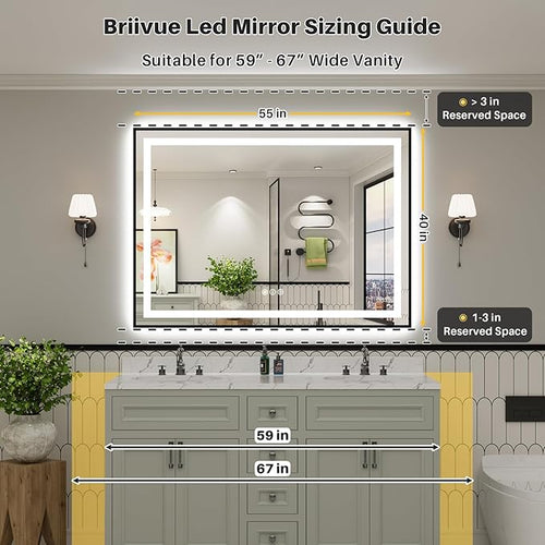 55x40 Inch LED Bathroom Mirror - Image 2