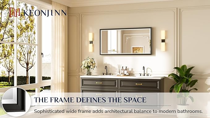 Keonjinn 48" x 24" Black Bathroom Mirrors - Image 7