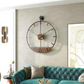 Modern Wood Walnut Dial Wall Clock, Large Simple Wall Decor Metal Frame Silent by DAYDAYART