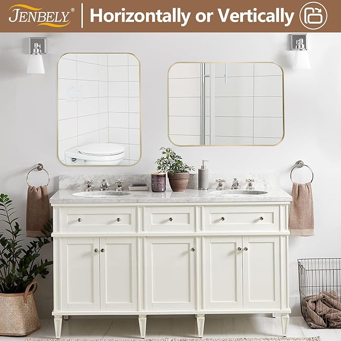 40x30 Inch Brushed Nickel Bathroom Mirror, Framed Rectangle Mirror - Image 6