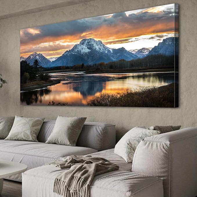 Extra Large Mountain Wall Art for Living Room Sunset Nature Grand Teton Wall - Image 6