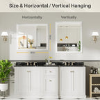 36x30 Inch White Bathroom Mirror - Image 6