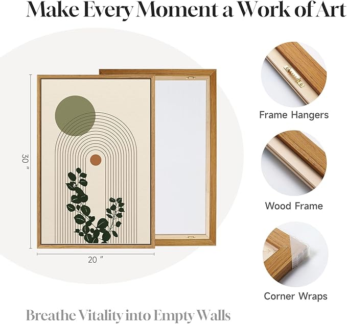 3 Piece Large Framed Abstract Boho Wall Art - Image 5