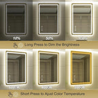 24x36 Inch Gold Framed LED Bathroom Mirror, Smart Bathroom Mirror - Image 2